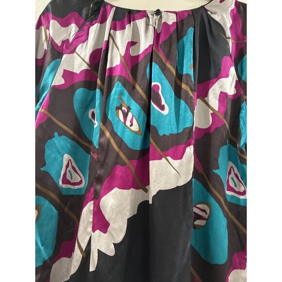 Peter Nygard Blouse Womens Colorful Print Silk Size 12 slip on boho top - Picture 8 of 8